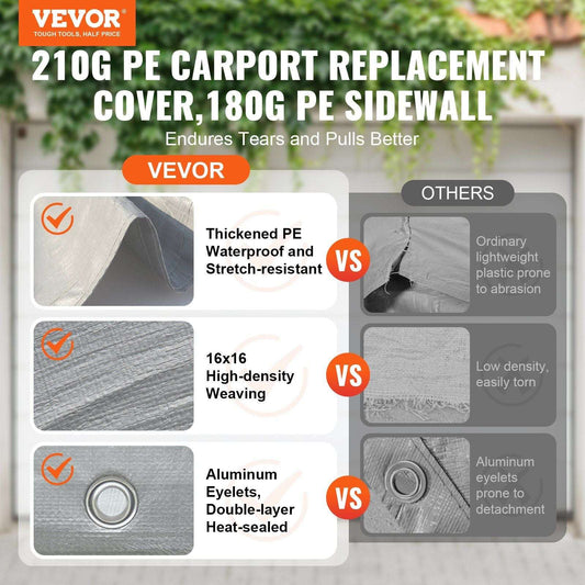 Heavy-Duty Carport Canopy Cover with Sidewalls – 10' x 20' - Bills variety store