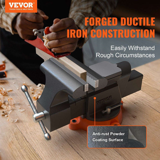 VEVOR 6" Bench Vise w/ Anvil 360°Swivel Locking Base Heavy Duty Ductile Iron - Bills variety store