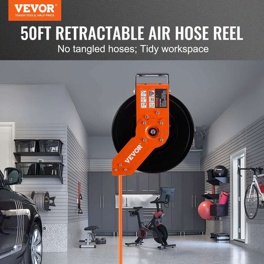 Ceiling/Wall mount retractable air hose reel 3/8" x 50' - Bills variety store