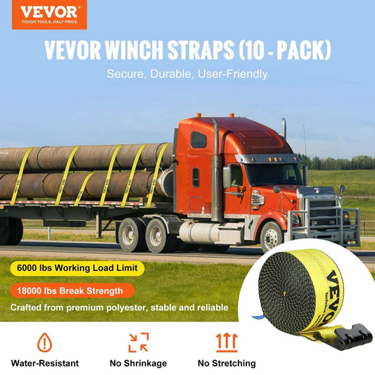 Winch straps , 4" x 30' , 6000 lbs load capacity for trailers - Bills variety store