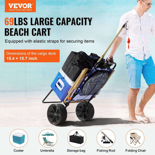 Heavy Duty Beach Cart with Large Wheels for Camping & Fishing - Bills variety store