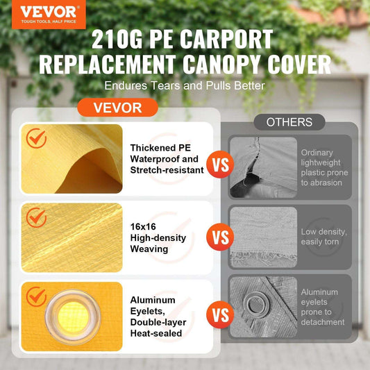 Carport Replacement Canopy Cover 10 x 20 ft, Top Cover,(Frame Not Include) - Bills variety store