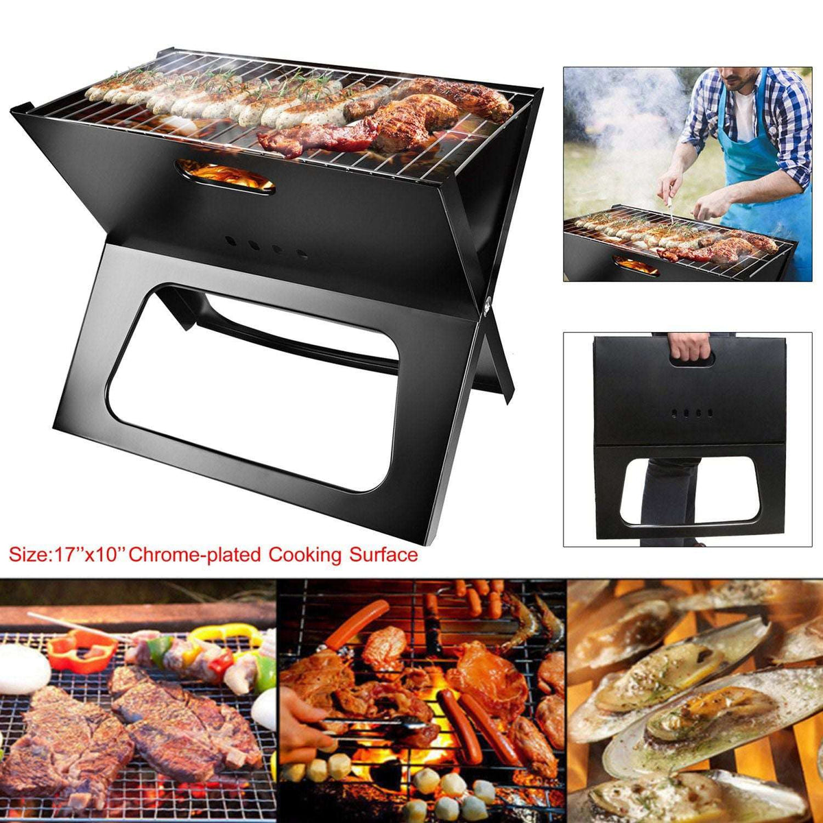 Portable Barbecue Grill Foldable Charcoal Grill for Camping - Bills variety store