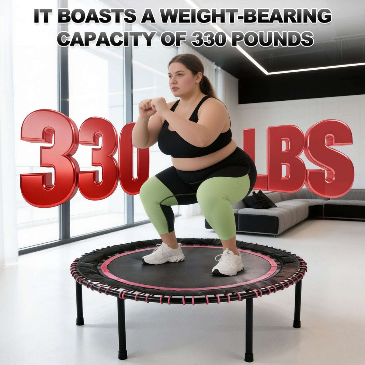 48 INCH Springless Mini Fitness Trampoline , Indoor/Outdoor Exercise Rebounder for Quieter and Safer Workouts, Loading 450lbs, GYM Jumping Cardio Trainer ,Family Kids & Adult Exercise Trampoline - Bills variety store