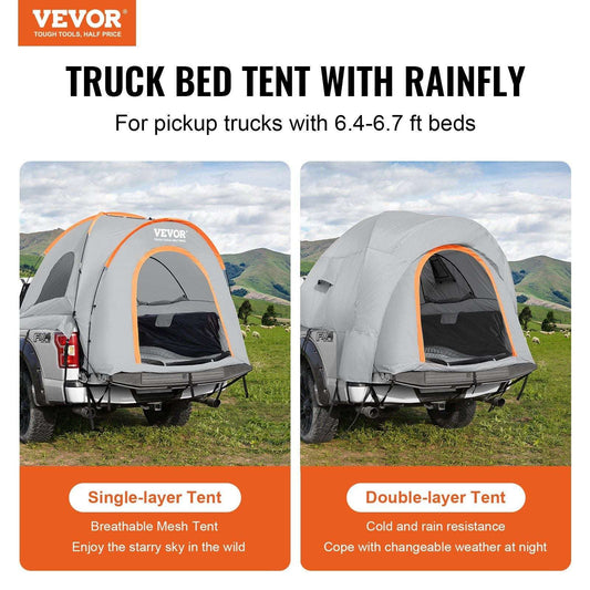 VEVOR 6.4'-6.7' Waterproof Truck Bed Tent with Rainfly for Camping Adventures - Bills variety store