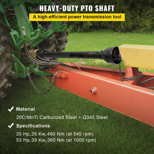 VEVOR PTO Shaft 1 3/8" PTO Drive Shaft, 6 Spline End Round End PTO Driveline Shaft, Series 4 Tractor PTO Shaft, 39"-55" Brush Hog PTO Shaft, Black PTO Shaft for Bush Hog/Finish Mower/Rotary Cutter - Bills variety store