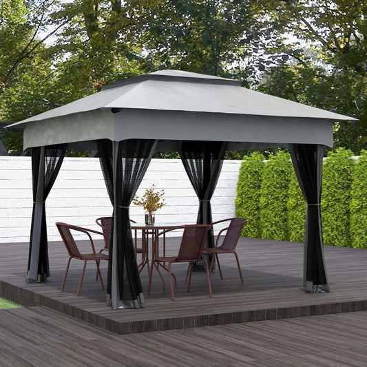 10.7' Light Gray Canopy Shelter with Netting and Carry Case for Outdoor Events - Bills variety store