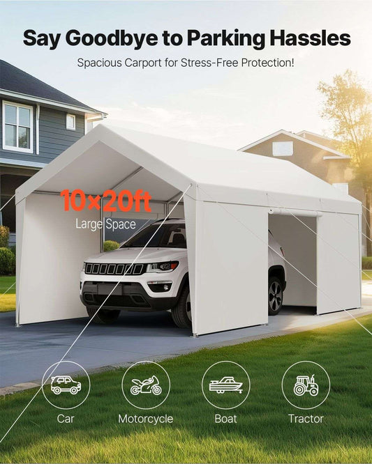 10' x 20' portable carport with removable sidewalls & door - Bills variety store