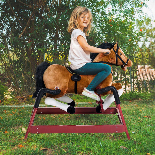 Brown Toddler Spring Rocker Horse with Sound Effects - Perfect Plush Toy for Kids 3 Years and Older - Bills variety store