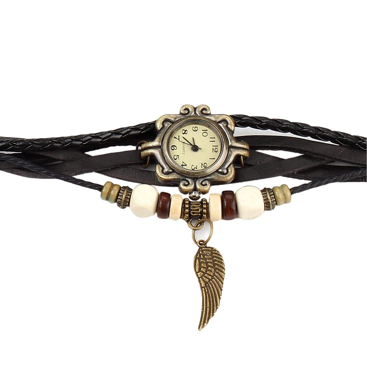 Bohemian Style Retro Handmade Leather Angel Wing Women's Watches - Bills variety store