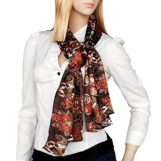 Blando Brown Distinctive Stylish Paisley Pattern Fashion Soft Natural Silky Scarf/Wrap/Shawl(Large) - Bills variety store
