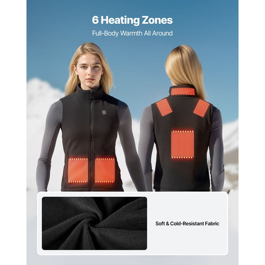 Heated Vest, Women Electric Heating Vest with 16000 mAh Battery Pack, 6 Heating Zones Lightweight Rechargeable Winter-Vest with 3 Levels, for Outdoor Hiking Camping Fishing Skiing, Size L - Bills variety store