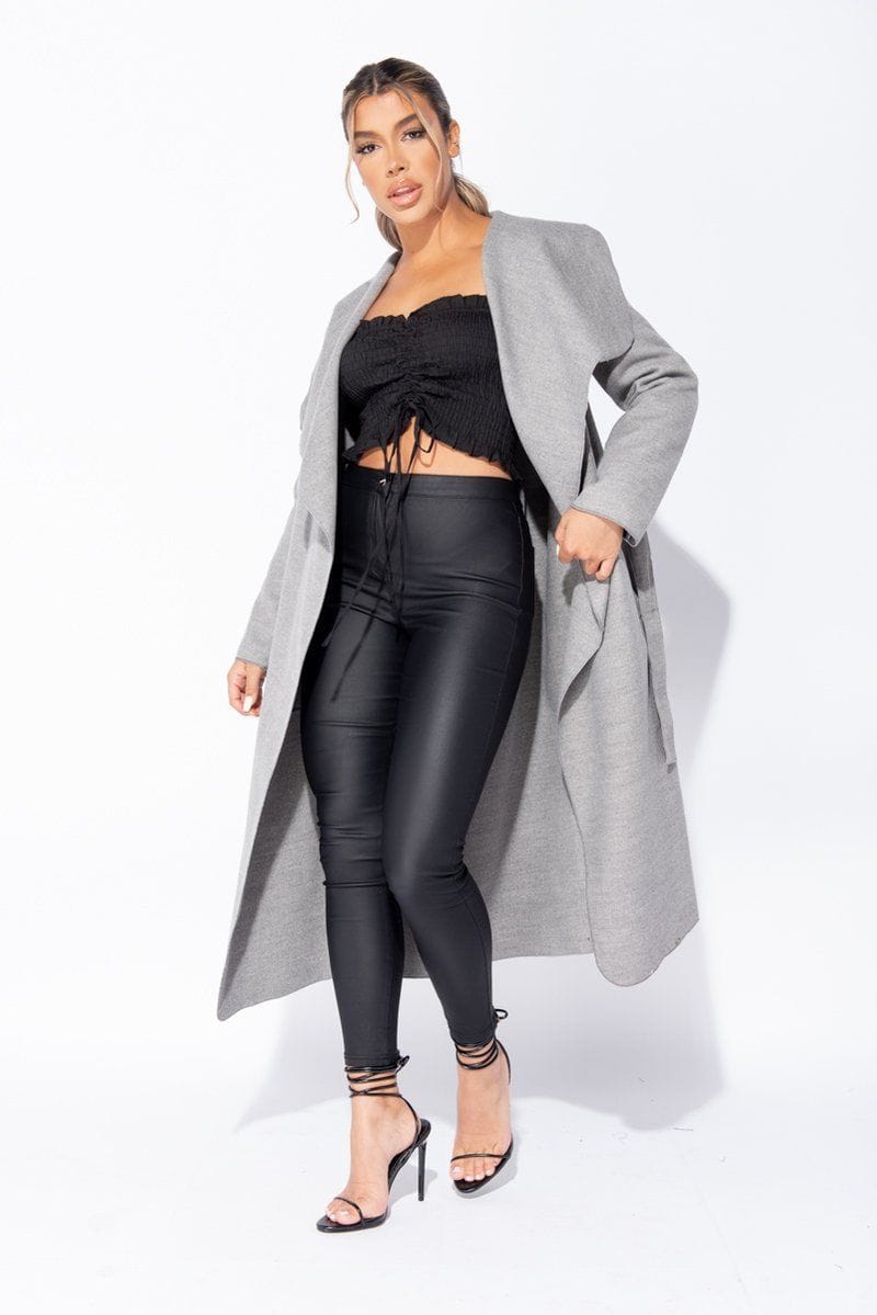 Oversized Maxi Length Belted Waterfall Coat - Bills variety store