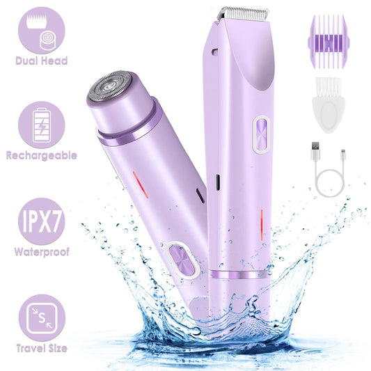 2 In 1 Bikini Trimmer for Women Dual Head Cordless Body Shaver IPX7 Waterproof - Bills variety store