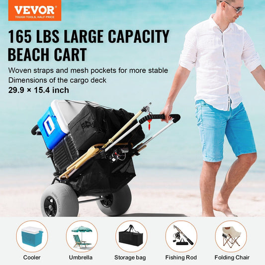 Heavy Duty Beach Dolly with Adjustable Height & Big Balloon Wheels - Bills variety store