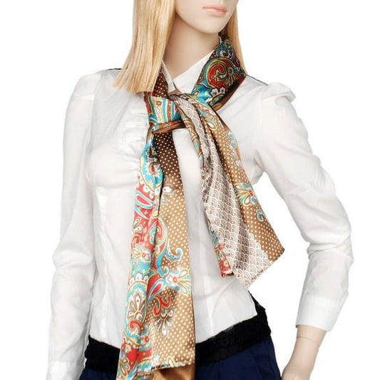Blando Coffee Paisley & Multi-Pattern Fashion Graceful Soft Silk Scarf/Wrap/Shawl(Large) - Bills variety store