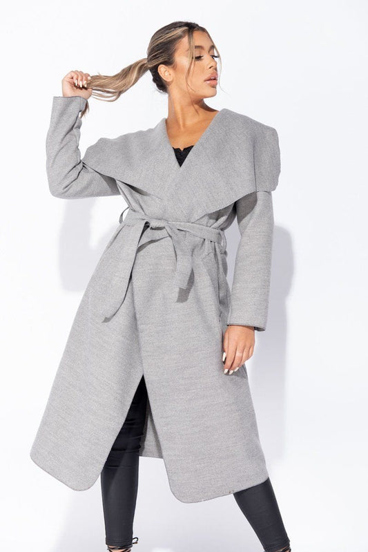 Oversized Maxi Length Belted Waterfall Coat - Bills variety store