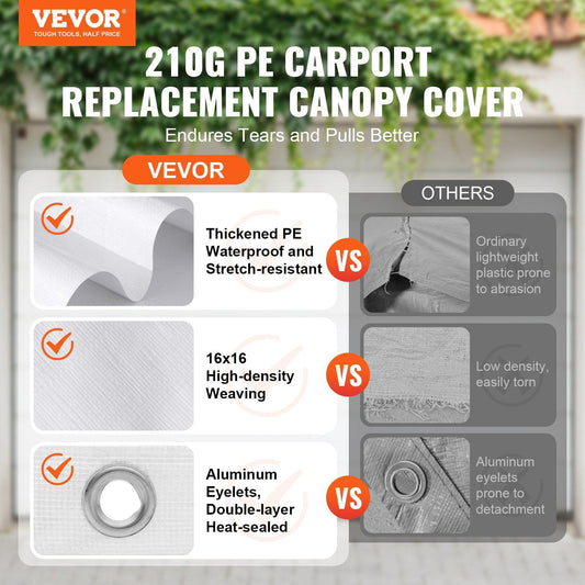 Heavy-Duty 10x20 ft Carport Canopy Cover - Waterproof & UV Resistant - Bills variety store