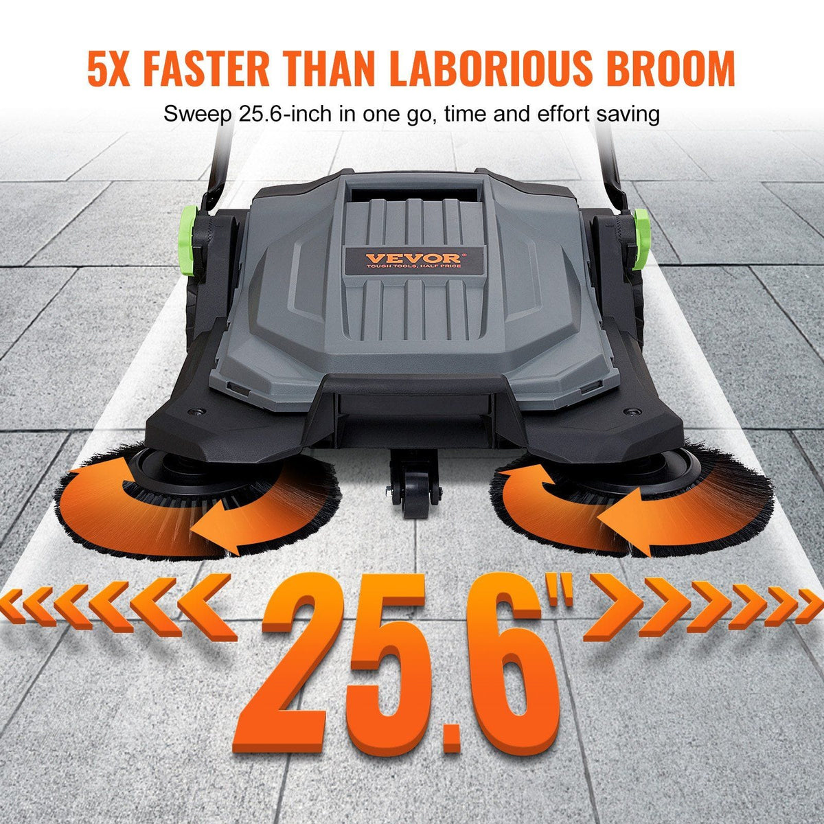 25.6" Manual Walk-Behind Floor Sweeper with 5-Gallon Waste Bin - Bills variety store