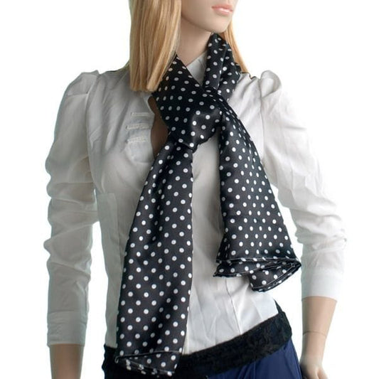 Blando Black Background Small Cute White Dot Design Soft Silk Scarf/Wrap/Shawl(Large) - Bills variety store