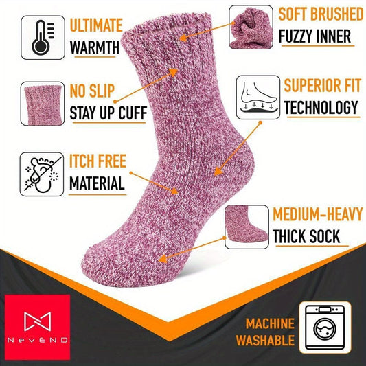 6 Pairs Women's Wool Thermal Boot Socks (EU 9-11) - Heavy-Duty Winter Warmth - Bills variety store