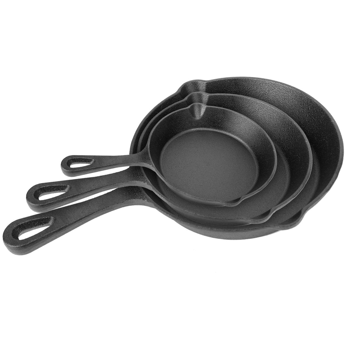 3Pcs Pre-Seasoned Cast Iron Skillet Set 6/8/10in Non-Stick Oven Safe Cookware - Bills variety store