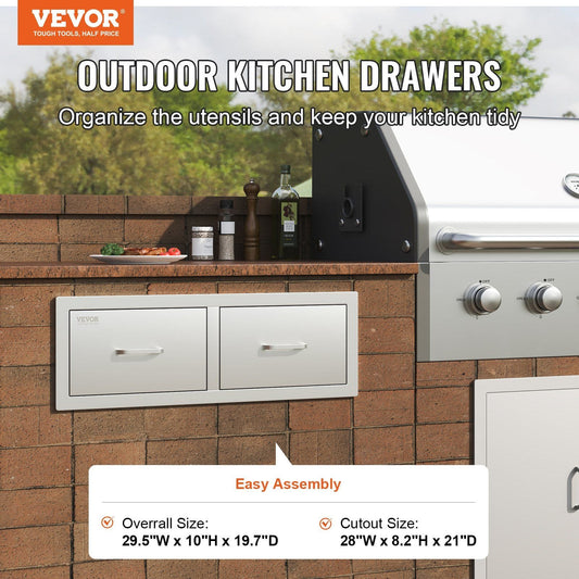 Stainless Steel Outdoor BBQ Kitchen Drawers - 30" x 10" x 20" - Bills variety store