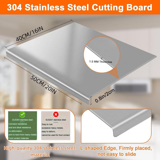XXL 304 Stainless Steel Cutting Board Anti-Slip & Mildew-Proof - Bills variety store