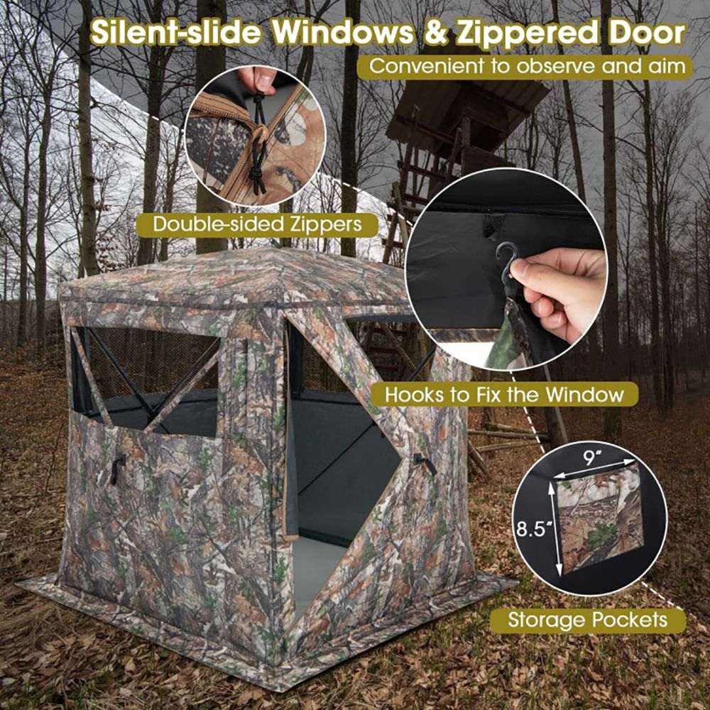 2-3 Person Hunting Blind Portable Pop Up Ground Tent with Carry Bag - Bills variety store