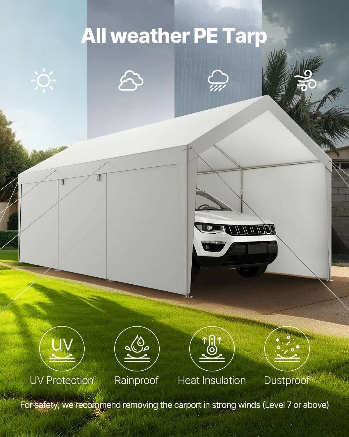 10' x 20' portable carport with removable sidewalls & door - Bills variety store
