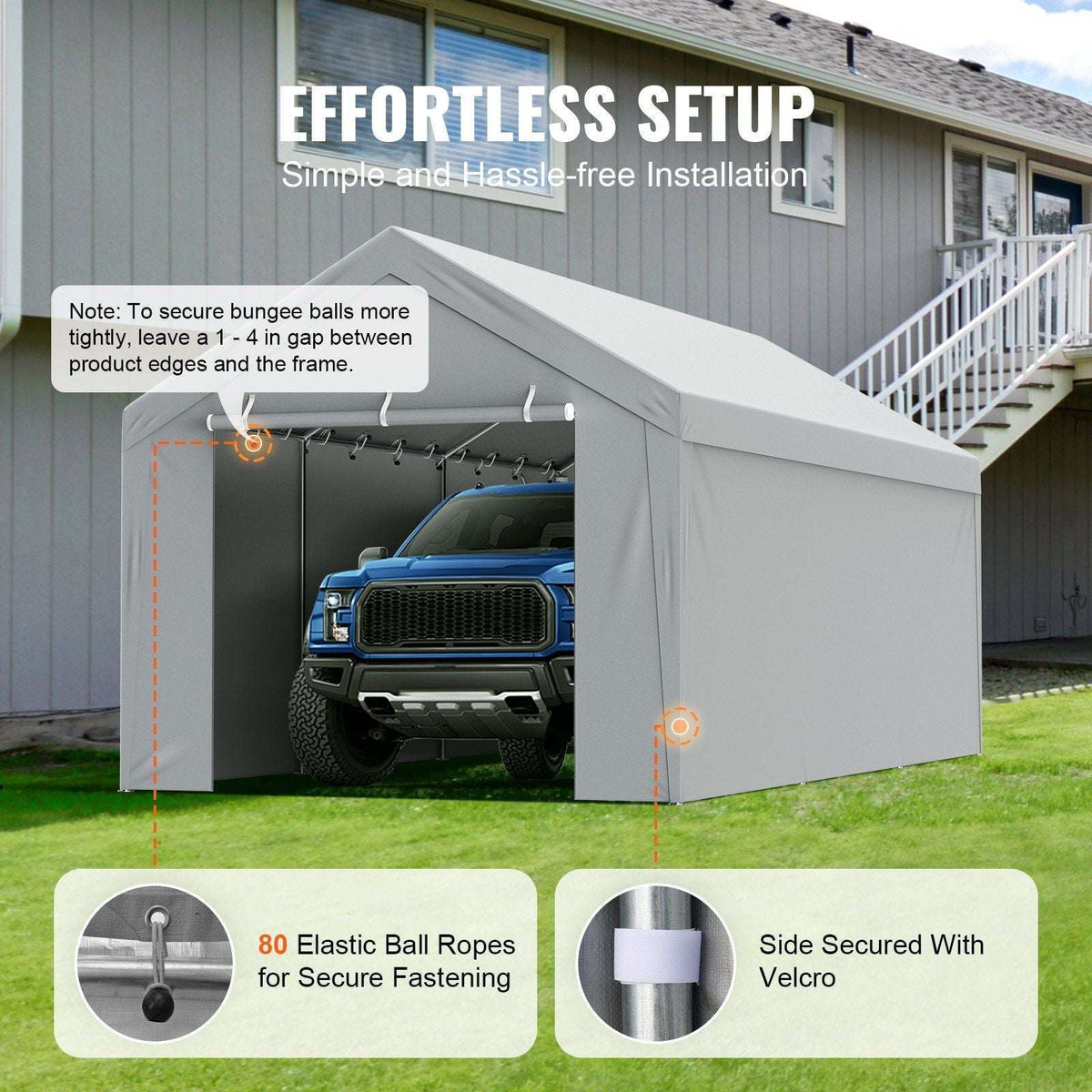 Heavy-Duty Carport Canopy Cover with Sidewalls – 10' x 20' - Bills variety store