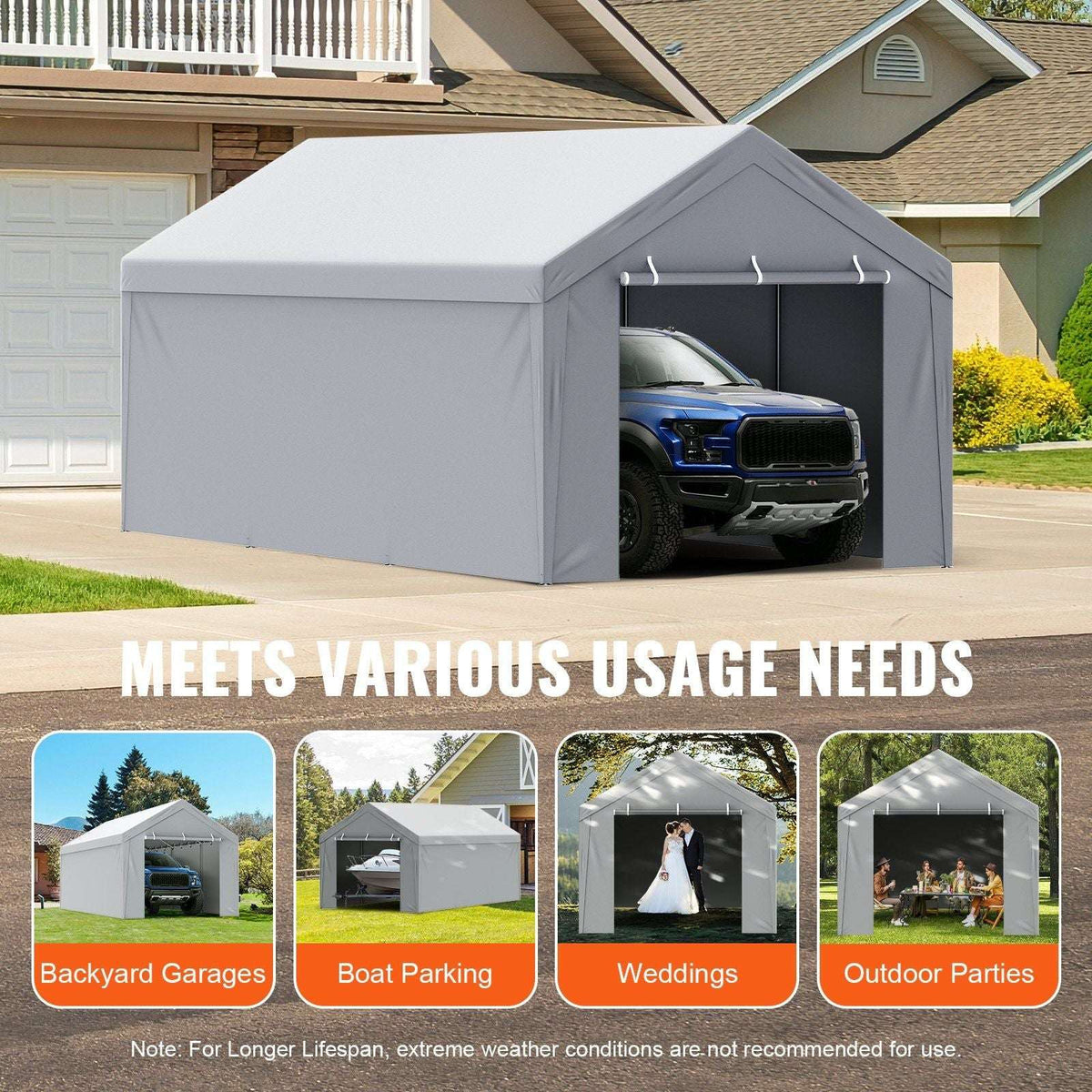 Heavy-Duty Carport Canopy Cover with Sidewalls – 10' x 20' - Bills variety store