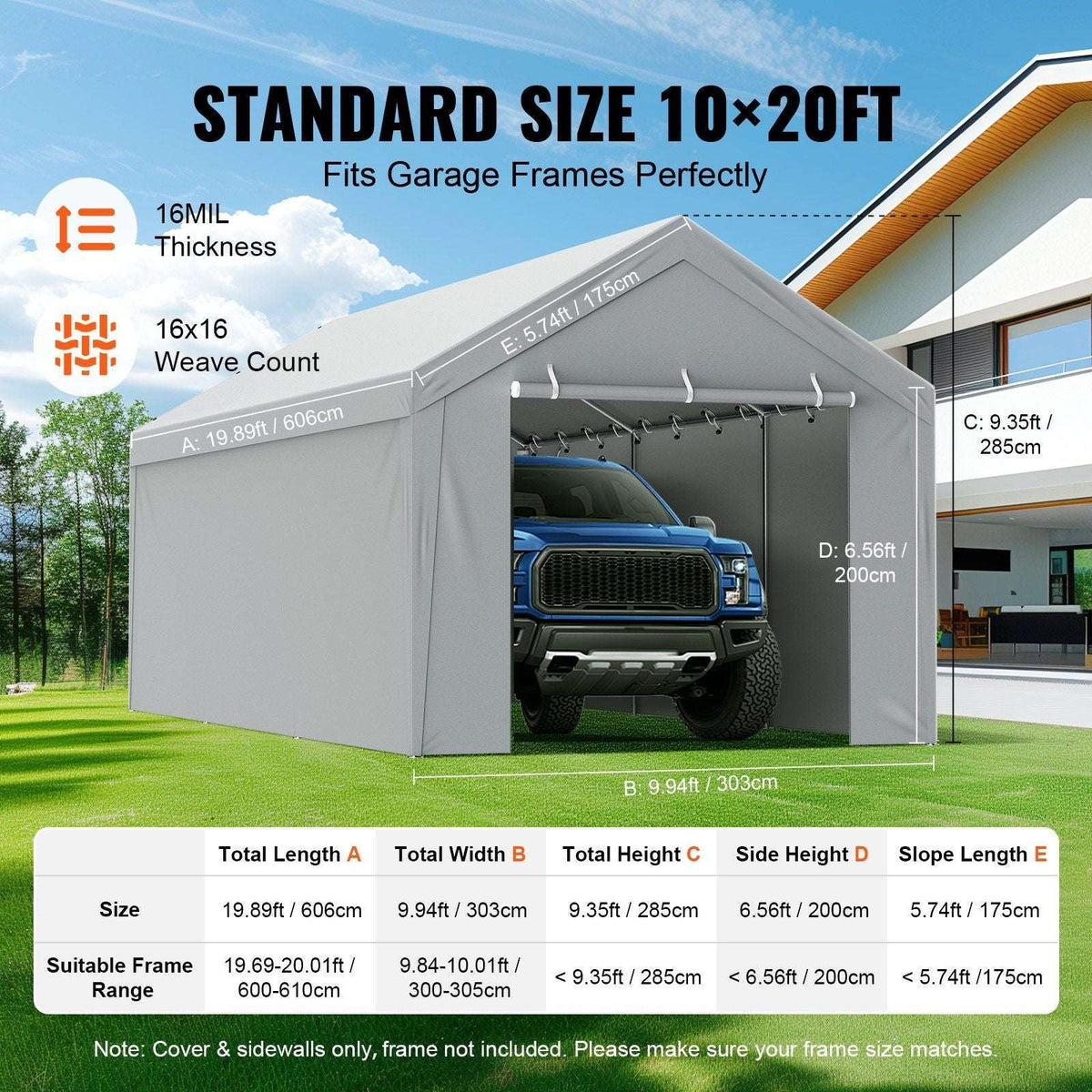 Heavy-Duty Carport Canopy Cover with Sidewalls – 10' x 20' - Bills variety store