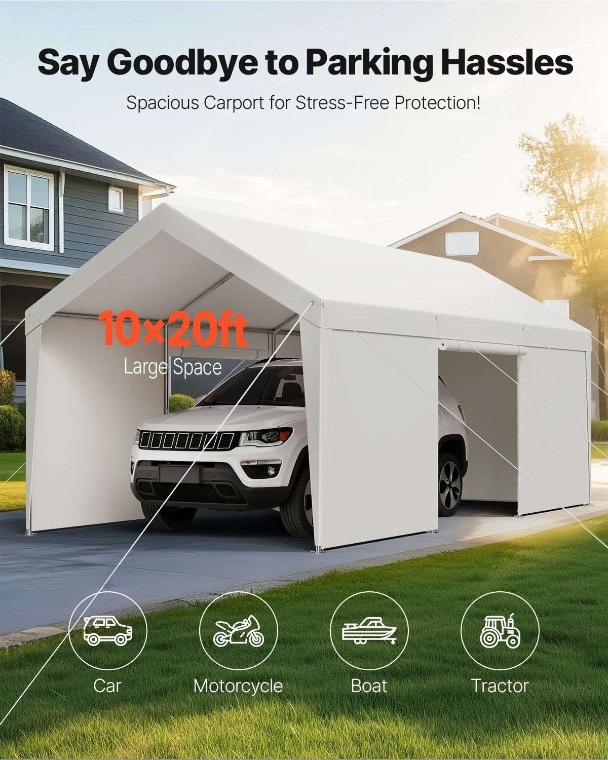 10' x 20' portable carport with removable sidewalls & door - Bills variety store