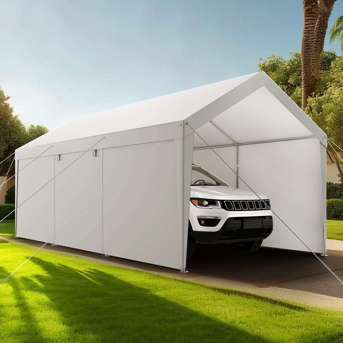 10' x 20' portable carport with removable sidewalls & door - Bills variety store