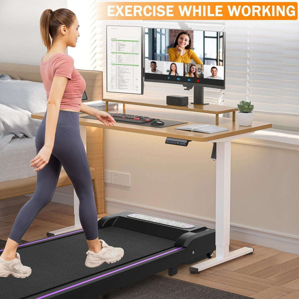 Under Desk Treadmill, Walking Pad, 2 in 1 Portable Treadmill with Handle Remote Control LED Display, Walking Jogging Machine for Home Office Use Black - Bills variety store