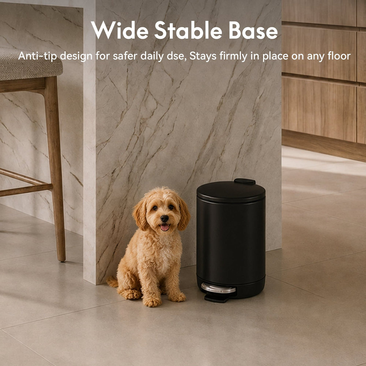3L/0.8 Gallon Round Step Trash Can, Small Stainless Steel Bathroom Garbage Can with Foot Pedal and Removable Inner Bucket for Bathroom, Bedroom, Office, Black - Bills variety store