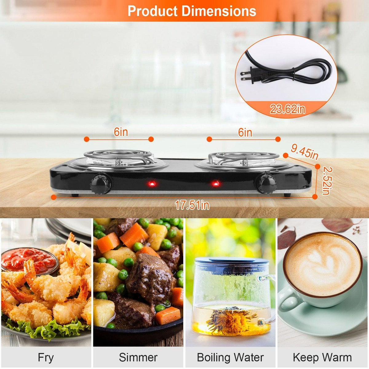 2000W Electric Double Burner Portable Coil Heating Hot Plate Stove - Bills variety store