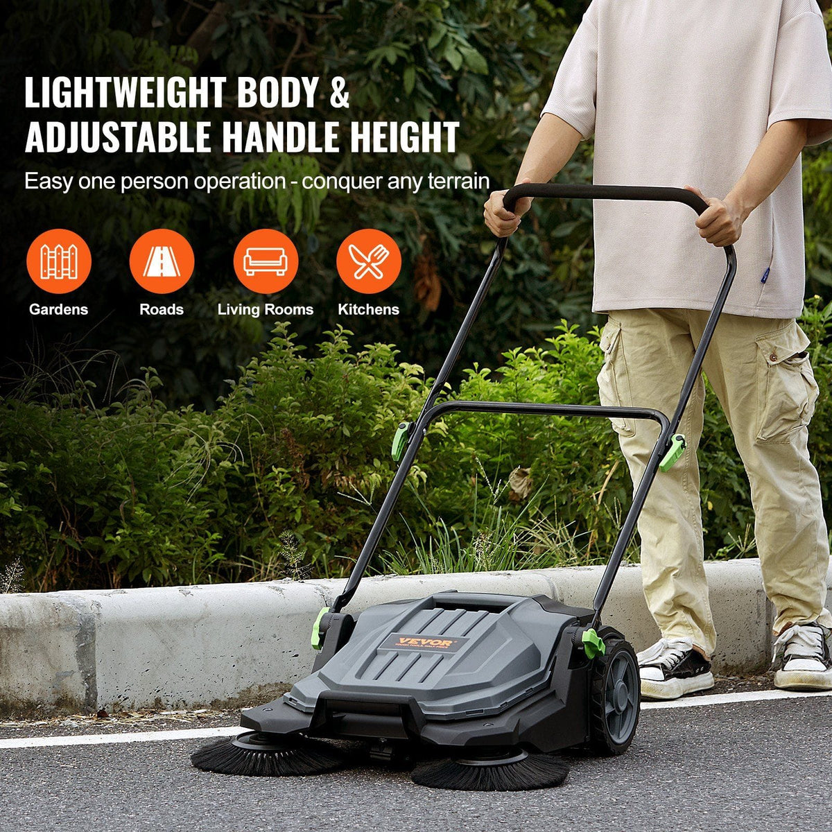 25.6" Manual Walk-Behind Floor Sweeper with 5-Gallon Waste Bin - Bills variety store
