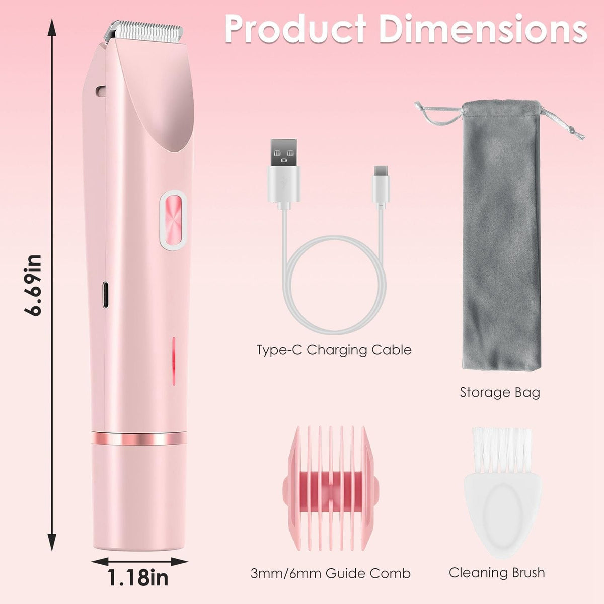 2 In 1 Bikini Trimmer for Women Dual Head Cordless Body Shaver IPX7 Waterproof - Bills variety store