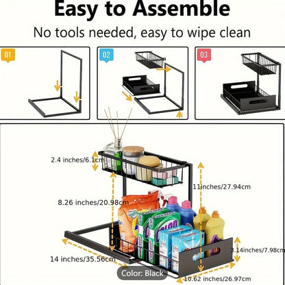 1 or 2 pc. kitchen rack for under sink organization, sliding pull-out cabinet organization rack - Bills variety store