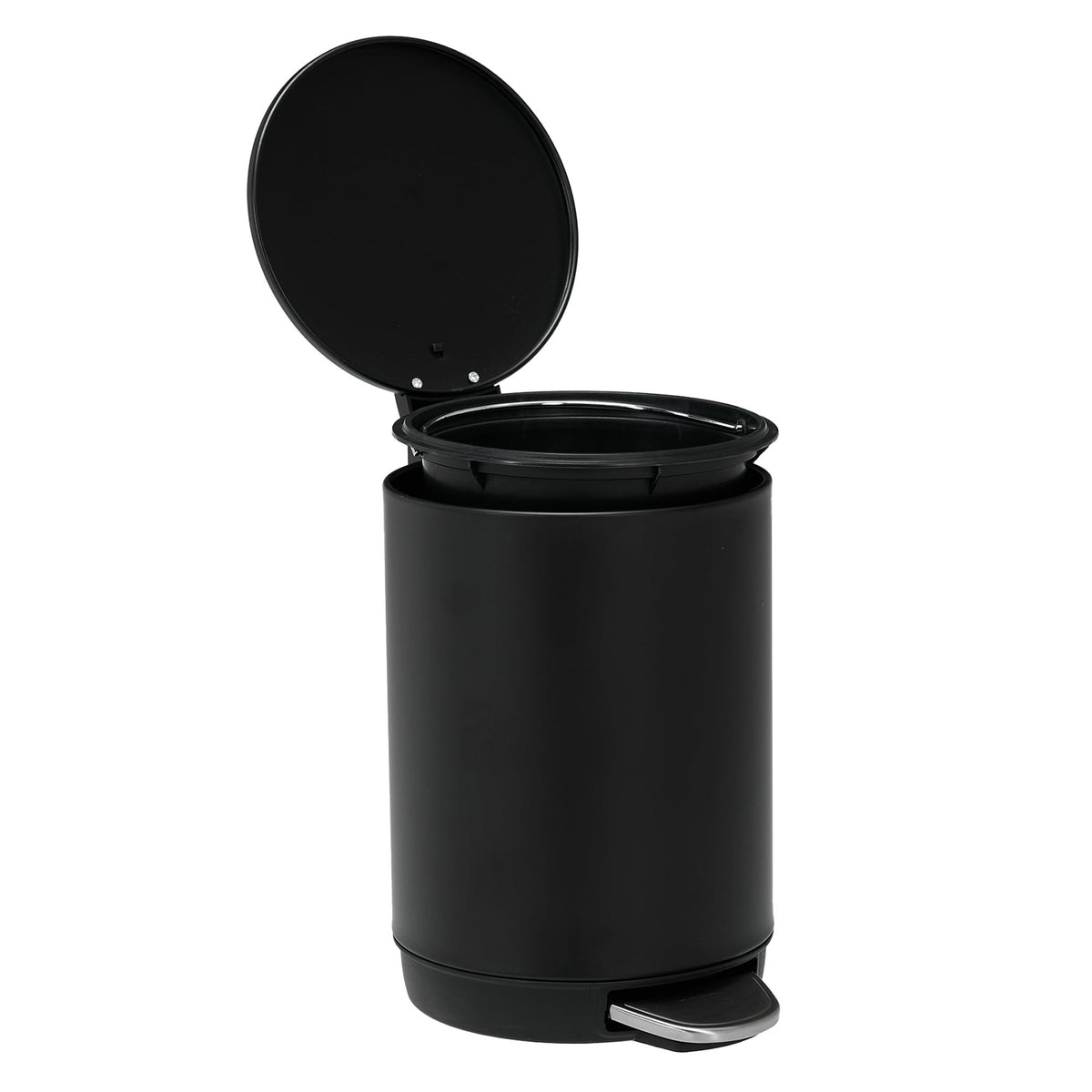 3L/0.8 Gallon Round Step Trash Can, Small Stainless Steel Bathroom Garbage Can with Foot Pedal and Removable Inner Bucket for Bathroom, Bedroom, Office, Black - Bills variety store