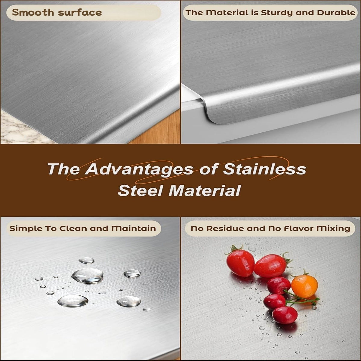 XXL 304 Stainless Steel Cutting Board Anti-Slip & Mildew-Proof - Bills variety store