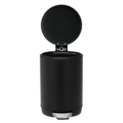 3L/0.8 Gallon Round Step Trash Can, Small Stainless Steel Bathroom Garbage Can with Foot Pedal and Removable Inner Bucket for Bathroom, Bedroom, Office, Black - Bills variety store