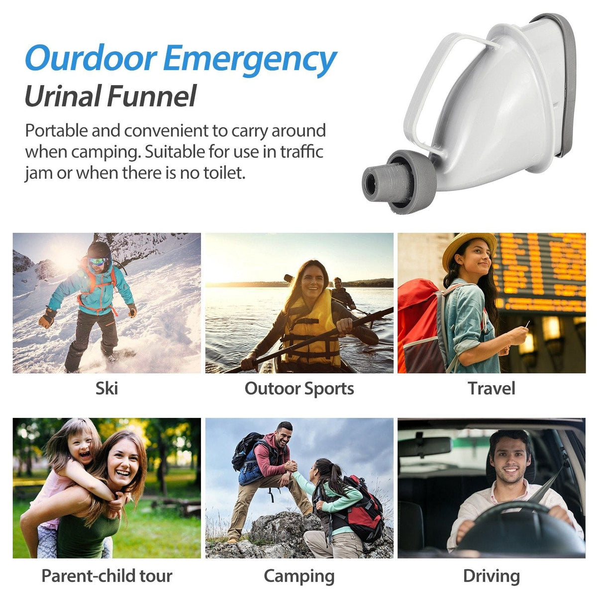 Unisex Potty Pee Funnel Adult Emergency Urinal Device Portable Male Female Toilet - Bills variety store