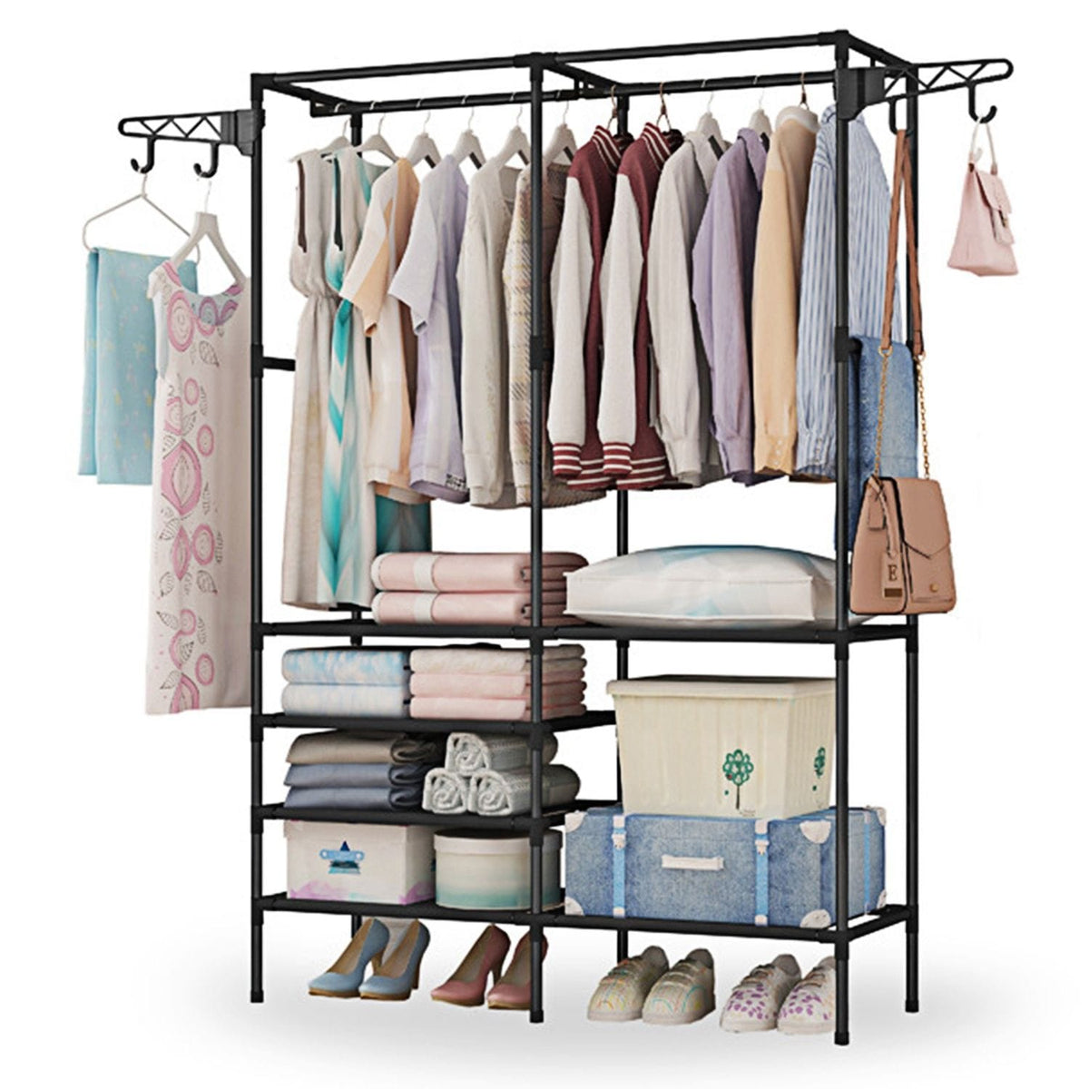 Metal Garment Rack Shoe and Clothing Organizer Shelves - Bills variety store