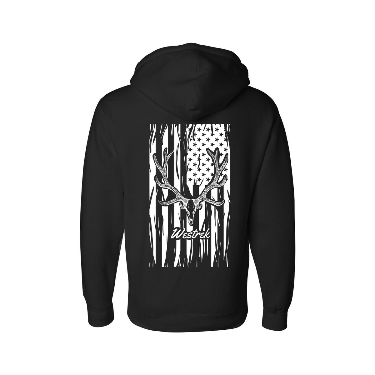 Black Skull Elk Distressed Stars N Stripes Hoodie - Bills variety store