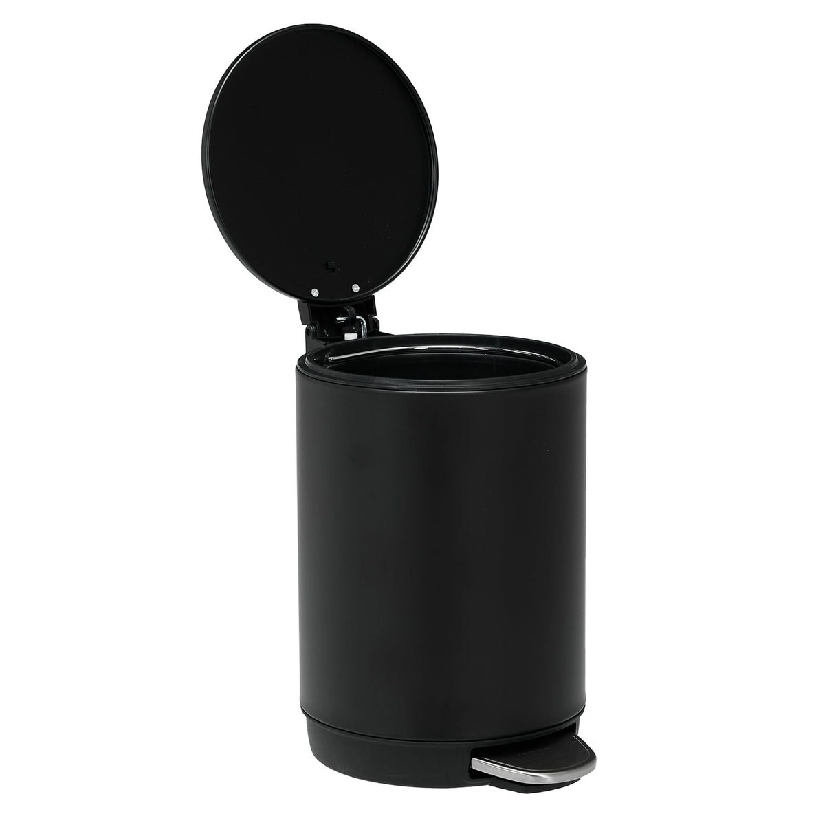 3L/0.8 Gallon Round Step Trash Can, Small Stainless Steel Bathroom Garbage Can with Foot Pedal and Removable Inner Bucket for Bathroom, Bedroom, Office, Black - Bills variety store