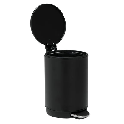 3L/0.8 Gallon Round Step Trash Can, Small Stainless Steel Bathroom Garbage Can with Foot Pedal and Removable Inner Bucket for Bathroom, Bedroom, Office, Black - Bills variety store