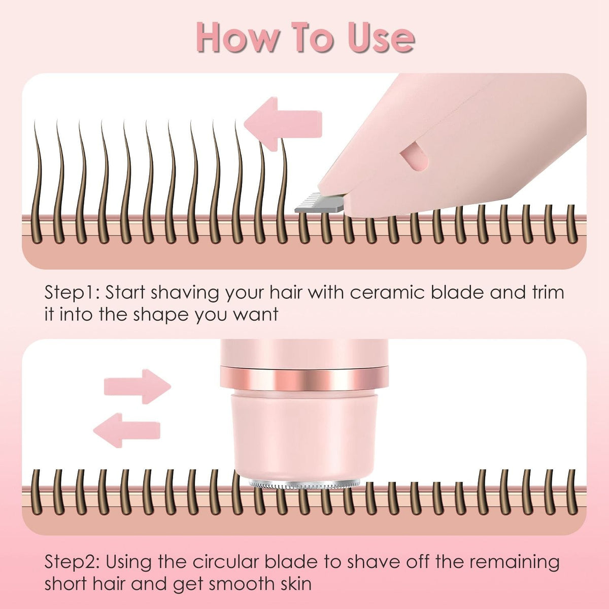 2 In 1 Bikini Trimmer for Women Dual Head Cordless Body Shaver IPX7 Waterproof - Bills variety store